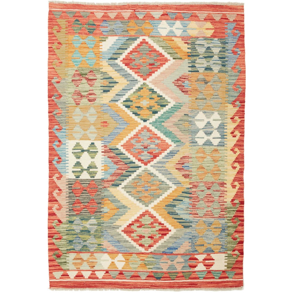 Tappeto Kilim Afghanistan marrone bianco 100x147