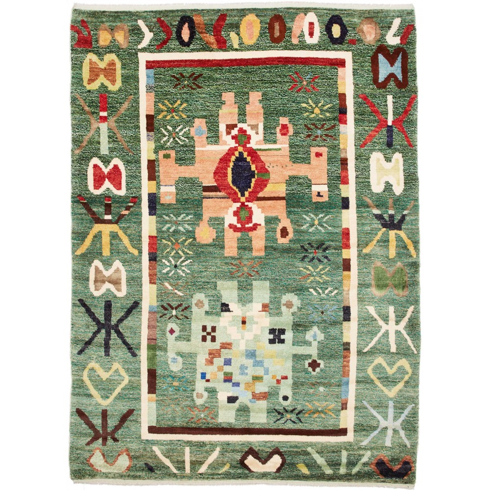 Tappeto verde bianco 177x243
