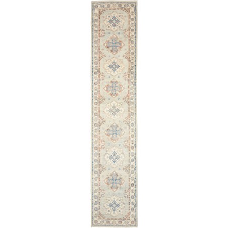 Tappeto Kazak Afghanistan bianco grigio 79x387