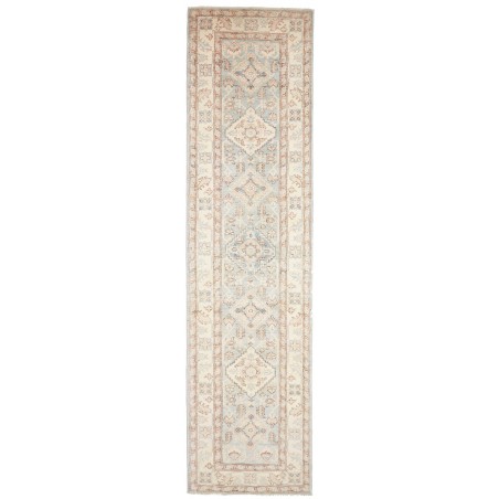 Tappeto Kazak Afghanistan bianco azzurro 93x373