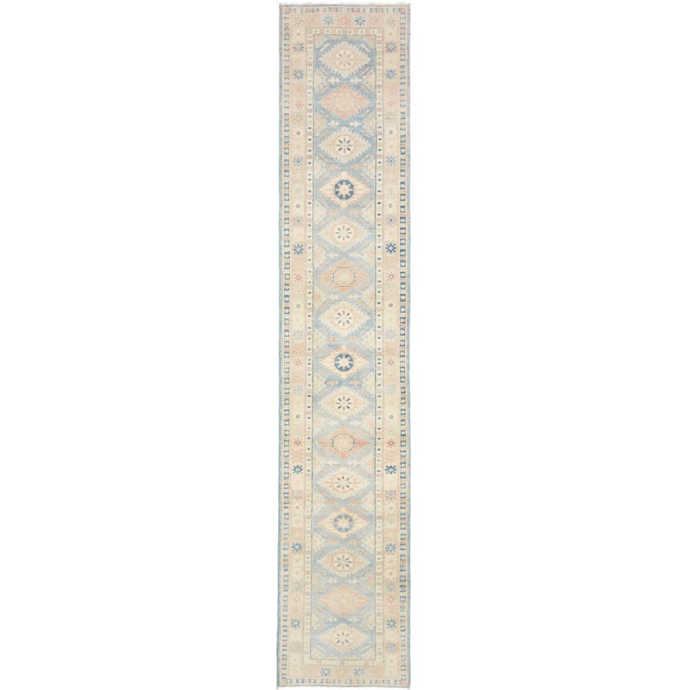 Tappeto Kazak Afghanistan bianco grigio 65x343