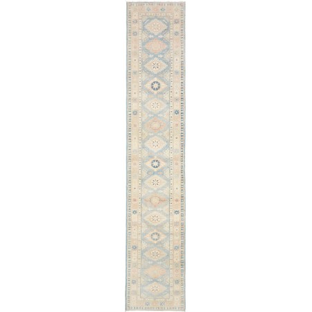 Tappeto Kazak Afghanistan bianco grigio 65x343