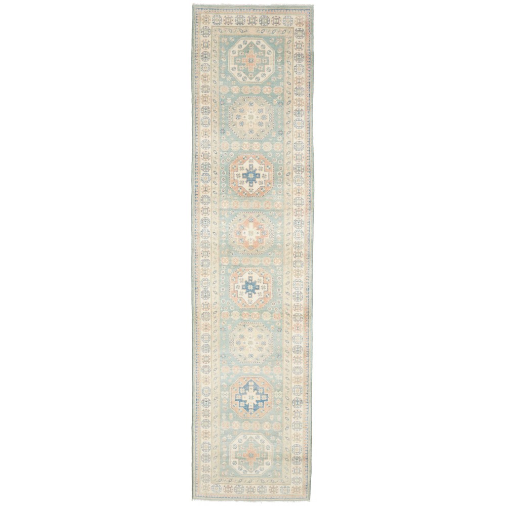 Tappeto Kazak Afghanistan bianco 83x354