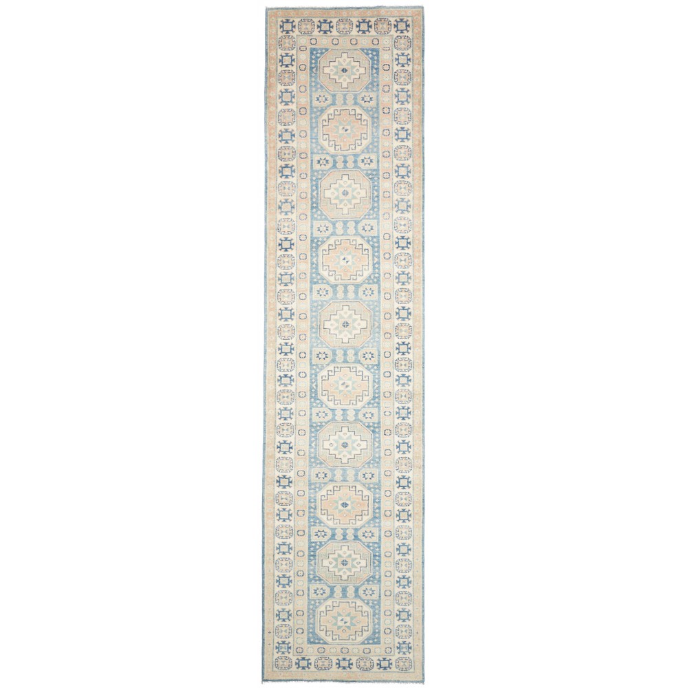 Tappeto Kazak Afghanistan bianco grigio 90x394