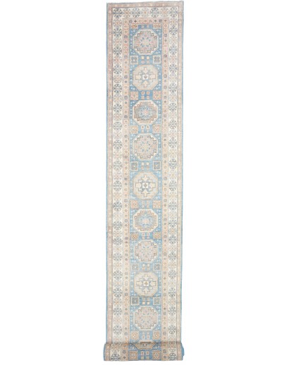 Tappeto Kazak Afghanistan bianco azzurro 83x586