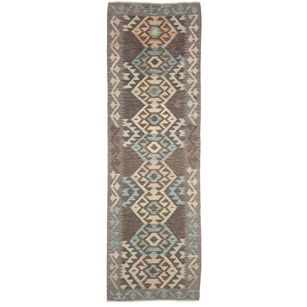 Tappeto Kilim Afghanistan bianco azzurro 85x288