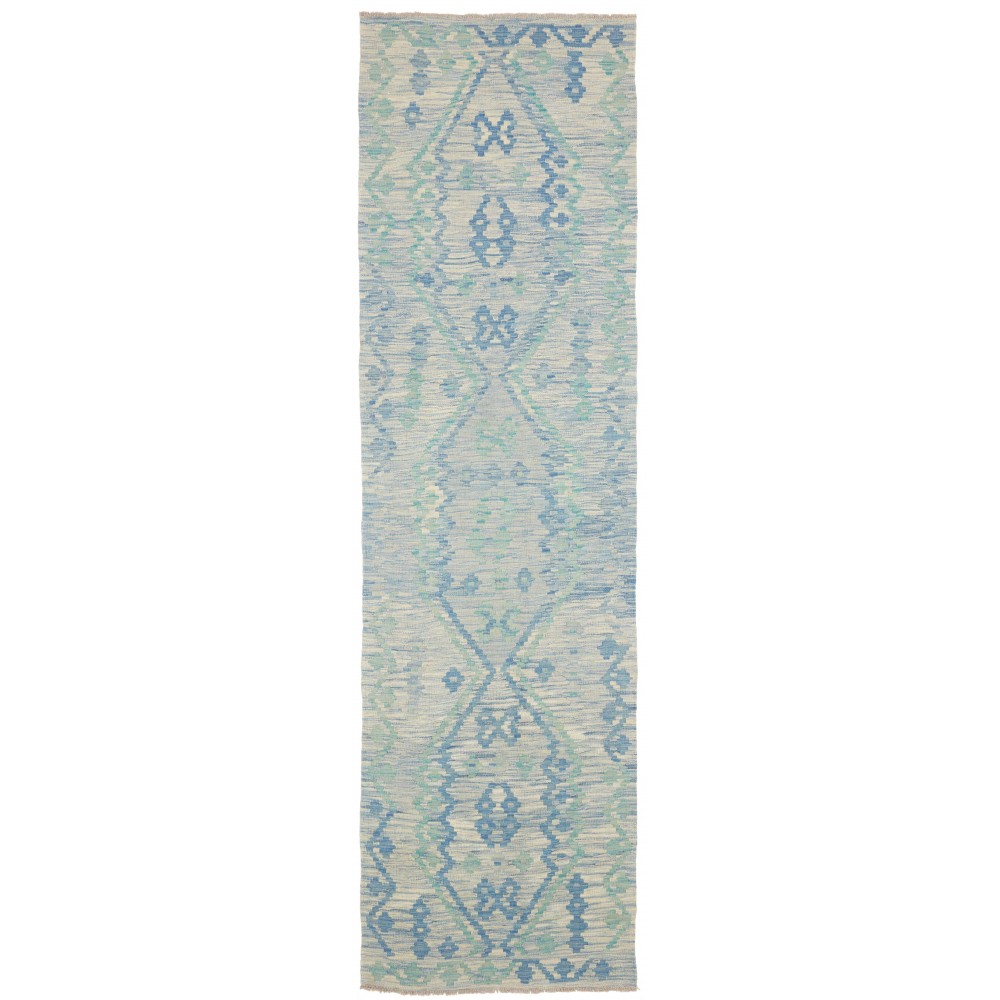 Tappeto Kilim Afghanistan azzurro beige 86x301