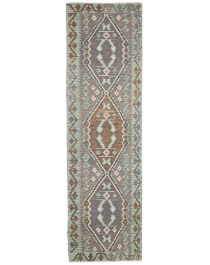 Tappeto Kilim Afghanistan bianco verde 84x295