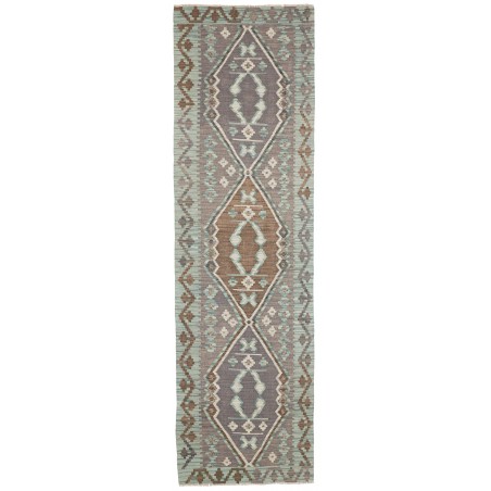 Tappeto Kilim Afghanistan bianco verde 84x295