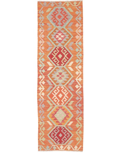 Tappeto Kilim Afghanistan arancione bianco 73x238