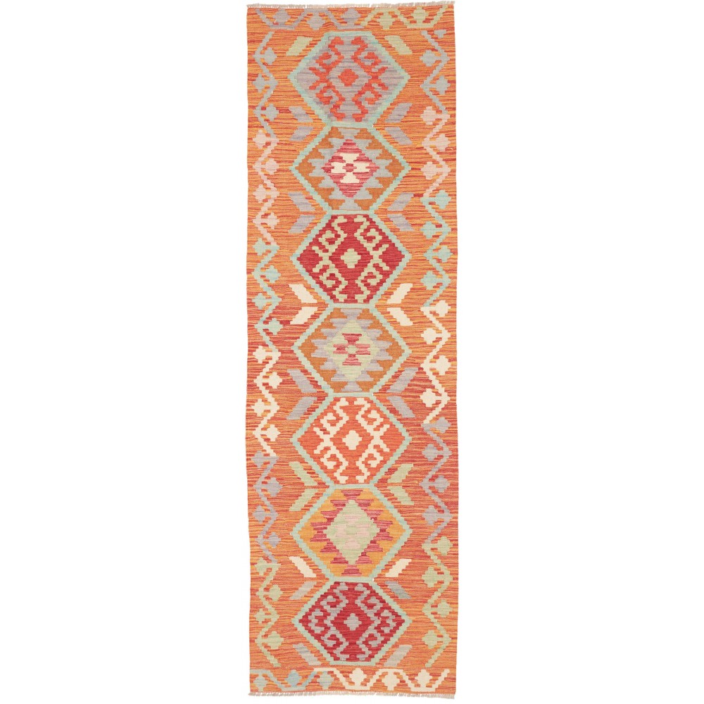 Tappeto Kilim Afghanistan arancione bianco 73x238