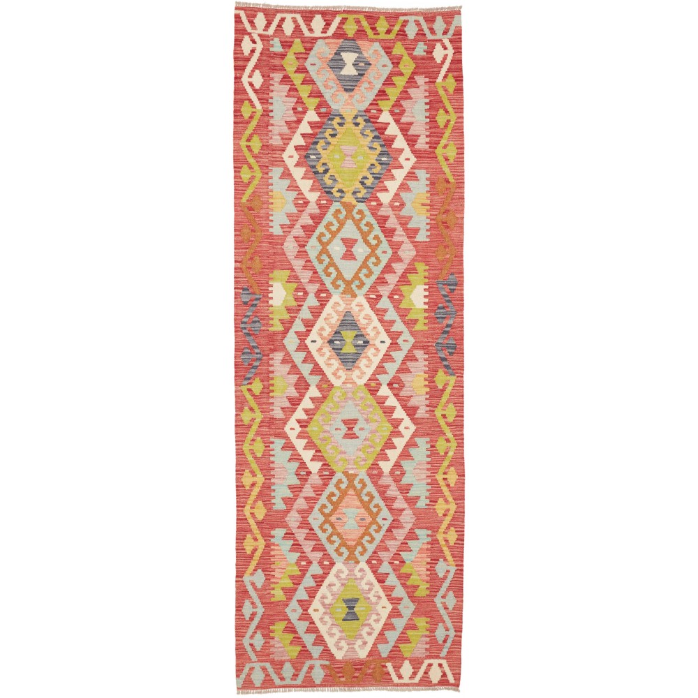 Tappeto Kilim Afghanistan arancione rosso 80x245