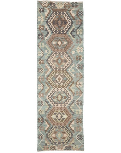 Tappeto Kilim Afghanistan azzurro bianco 86x285