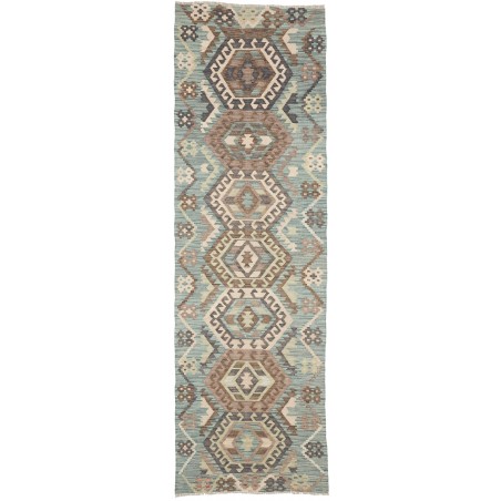 Tappeto Kilim Afghanistan azzurro bianco 86x285