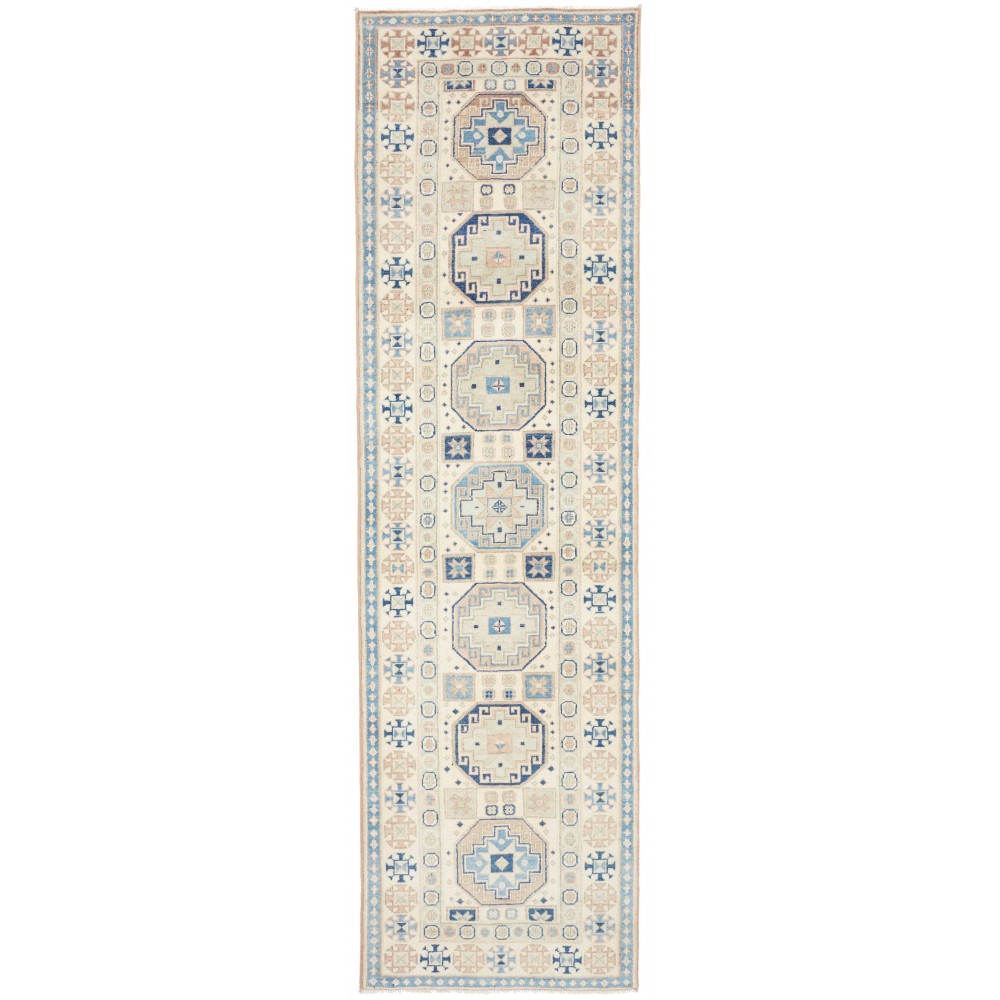 Tappeto Kazak Afghanistan bianco grigio 83x289