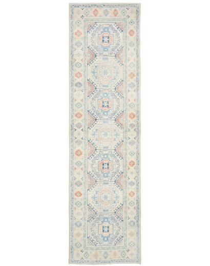 Tappeto Kazak Afghanistan bianco grigio 81x292