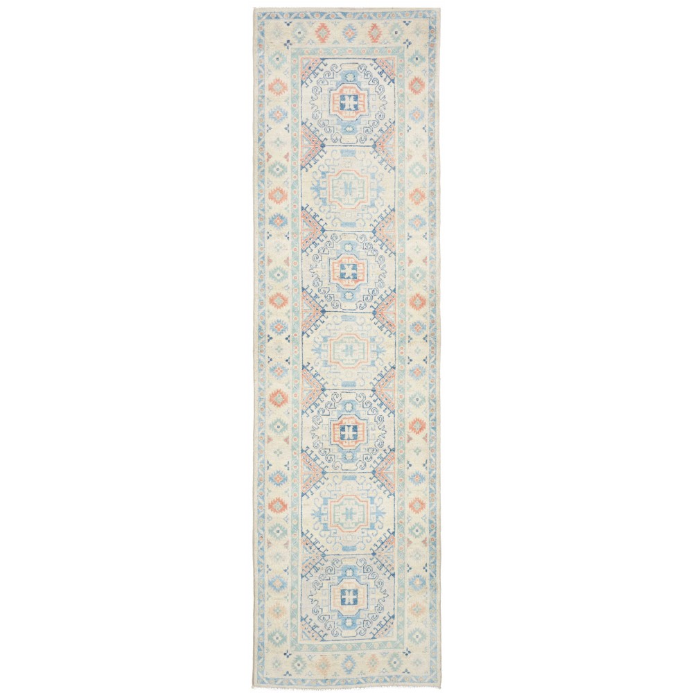 Tappeto Kazak Afghanistan bianco grigio 81x292