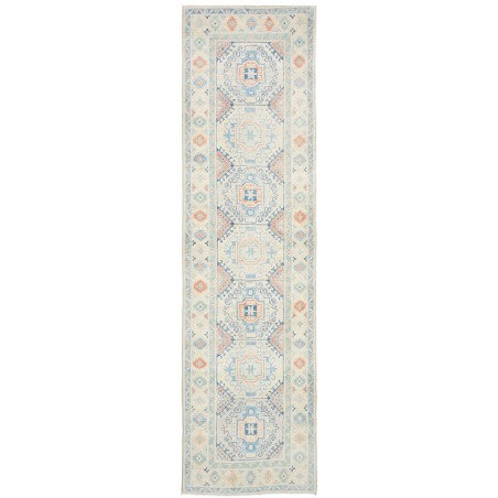 Tappeto Kazak Afghanistan bianco grigio 81x292