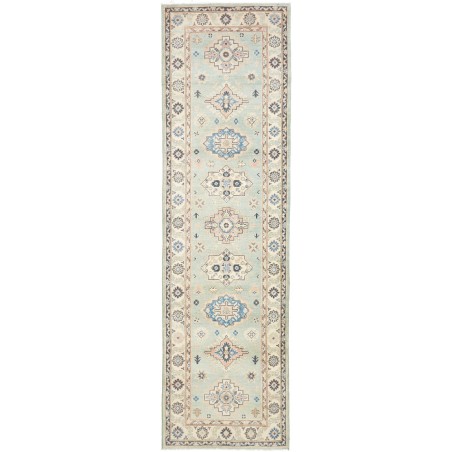 Tappeto Kazak Afghanistan bianco azzurro 84x294