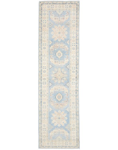Tappeto Kazak Afghanistan bianco azzurro 83x298