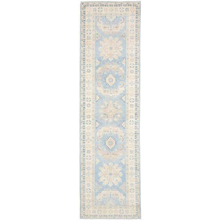 Tappeto Kazak Afghanistan bianco azzurro 83x298