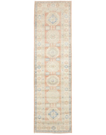 Tappeto Kazak Afghanistan bianco grigio 84x300