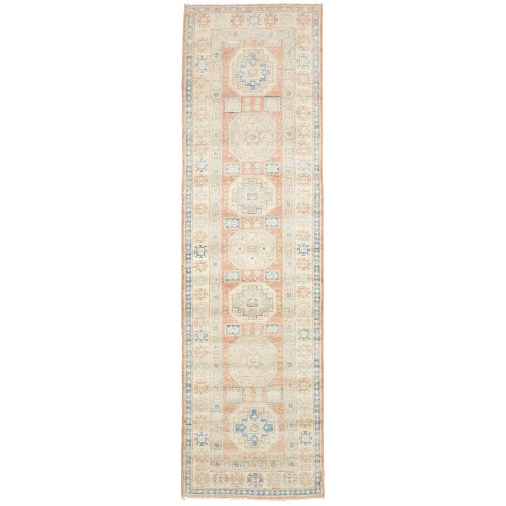 Tappeto Kazak Afghanistan bianco grigio 84x300