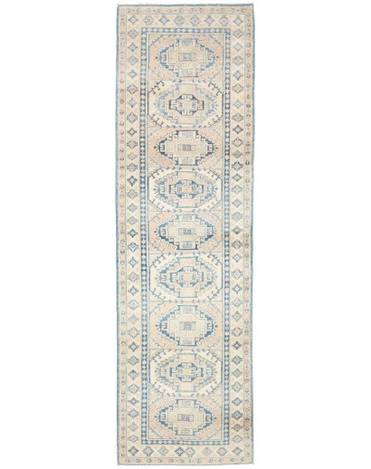 Tappeto Kazak Afghanistan bianco azzurro 82x290