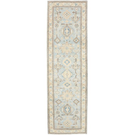 Tappeto Kazak Afghanistan bianco azzurro 85x283