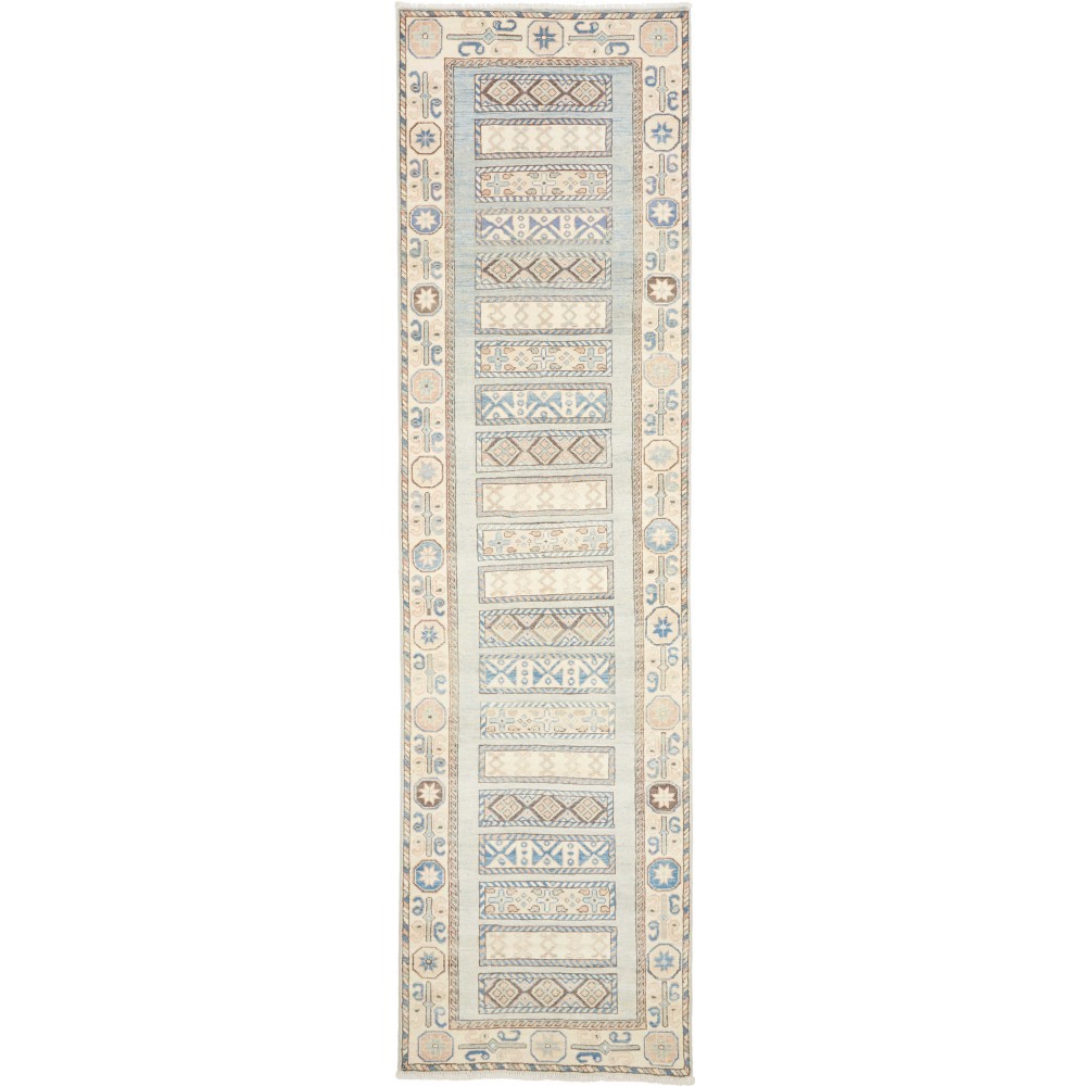 Tappeto Kazak Afghanistan bianco marrone 91x329