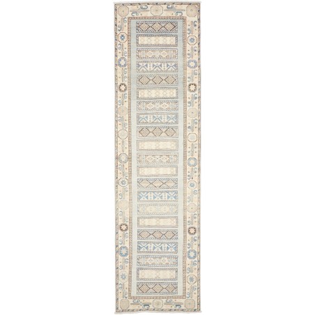 Tappeto Kazak Afghanistan bianco azzurro 88x328