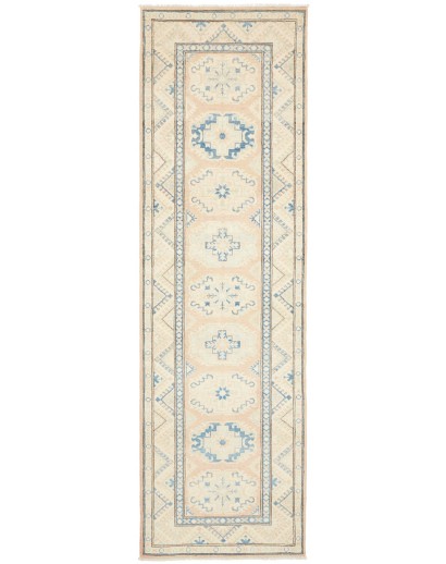 Tappeto Kazak Afghanistan bianco azzurro 85x285