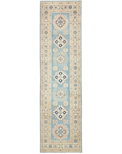 Tappeto Kazak Afghanistan beige azzurro 81x294