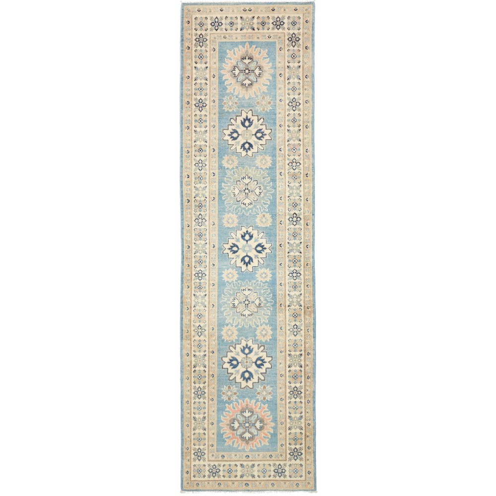 Tappeto Kazak Afghanistan beige azzurro 81x294