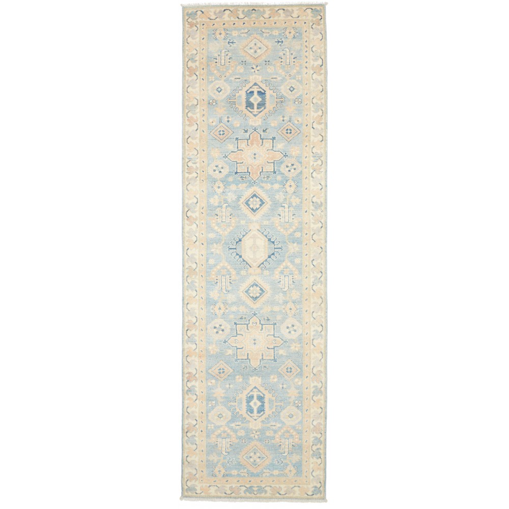 Tappeto Kazak Afghanistan bianco grigio 86x301