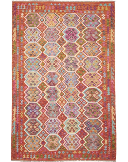 Tappeto Kilim Afghanistan rosso marrone 203x309
