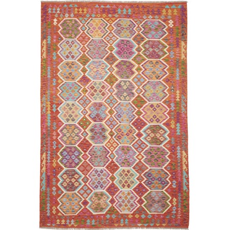 Tappeto Kilim Afghanistan rosso marrone 203x309