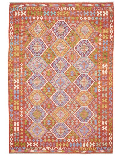 Tappeto Kilim Afghanistan marrone bianco 204x299