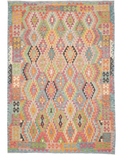 Tappeto Kilim Afghanistan marrone bianco 202x289