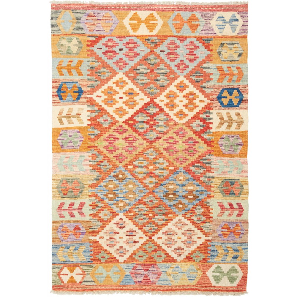 Tappeto Kilim Afghanistan marrone azzurro 101x149