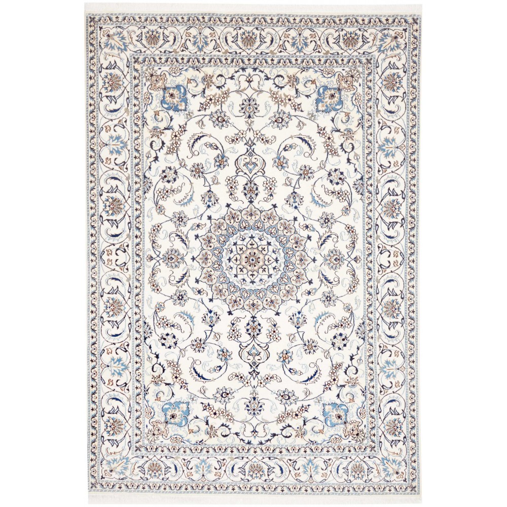 Tappeto Nain Kashmar Persia bianco azzurro 192x287