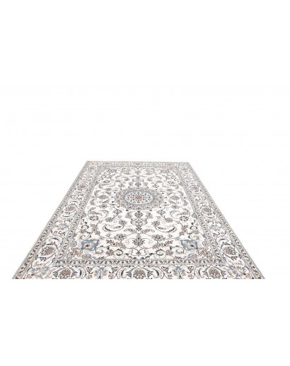 Tappeto Nain Kashmar Persia bianco azzurro 192x287