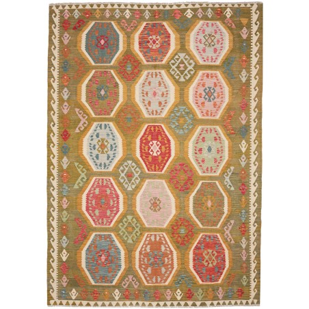 Tappeto Kilim Afghanistan arancione marrone 206x290