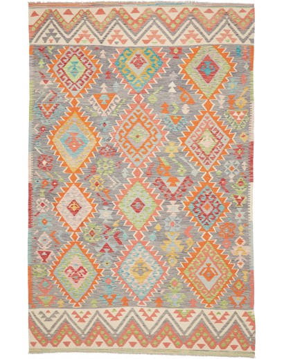 Tappeto Kilim Afghanistan marrone arancione 203x317