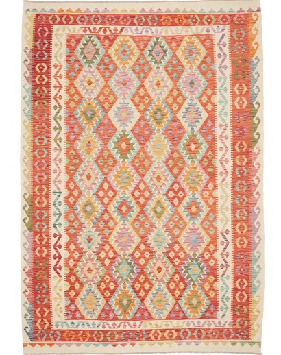 Tappeto Kilim Afghanistan marrone rosso 203x293