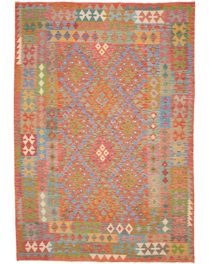 Tappeto Kilim Afghanistan marrone azzurro 203x291