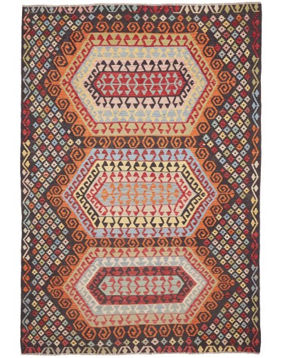 Tappeto Kilim Afghanistan verde rosso 201x290