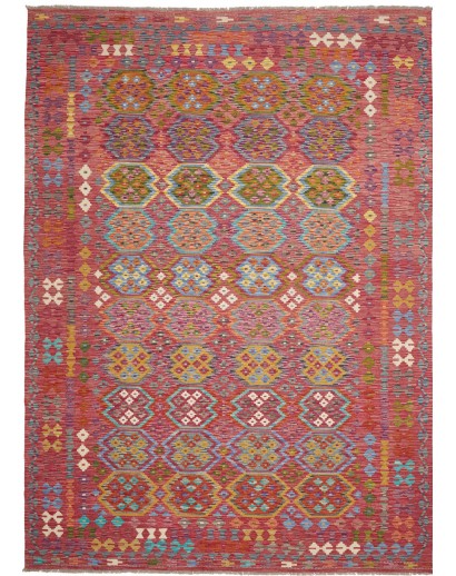 Tappeto Kilim Afghanistan rosso arancione 249x350