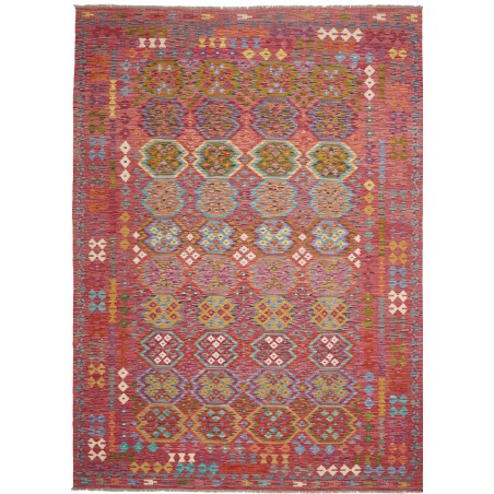 Tappeto Kilim Afghanistan rosso arancione 249x350