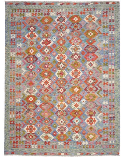 Tappeto Kilim Afghanistan marrone azzurro 252x338
